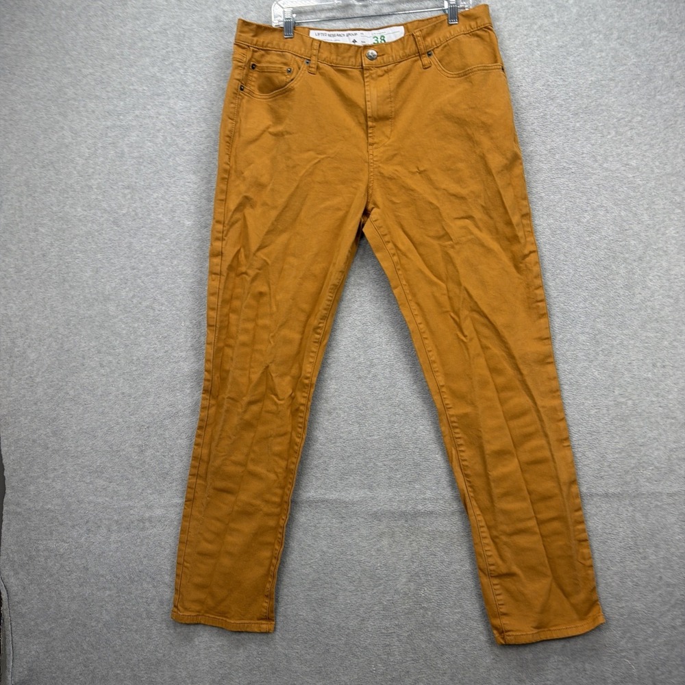 Lifted Research Group LRG Jeans Mens 38x32 Mustard Denim Pants Slim Straight Y2K